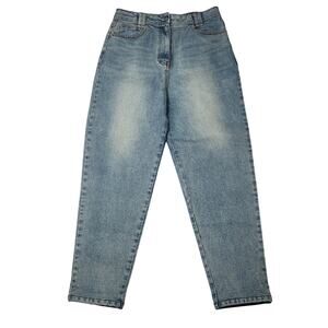 Iro Tapered Balloon Leg Cropped Jeans High Rise Rigid Medium Wash Button Zip 25